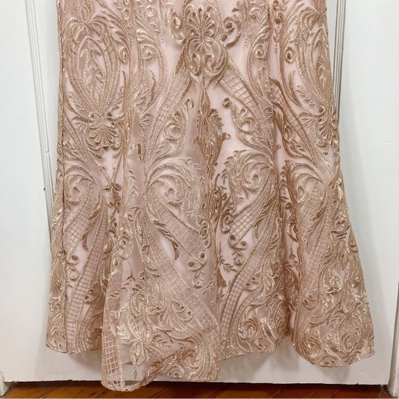 Marchesa Notte Metallic Filigree Embroidered Gown - Picture 7 of 13